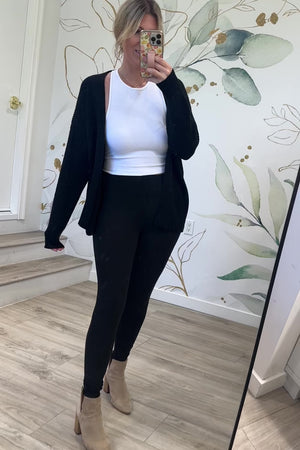 Gentle Breeze Cardigan, Black, Closet Candy, Rachel Fit Video