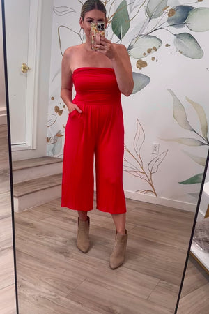 Call It What You Want Strapless Jumpsuit - Ruby, Rachel Fit Video