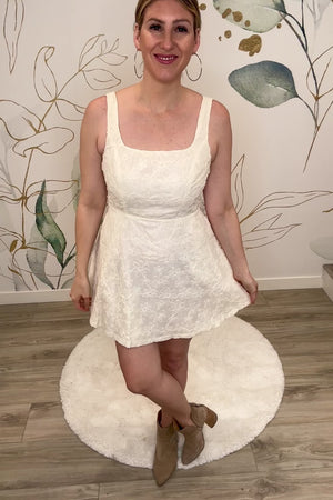 Spice It Up Floral-Embroidered Mini Dress - Cream, Closet Candy, Rachel Fit Video