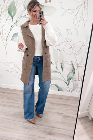 Never On Time Longline Vest - Heather Khaki, Closet Candy, Rachel Fit Video