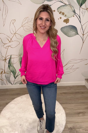 Hot Gossip Blouse - Hot Pink, Closet Candy, Rachel Fit Video