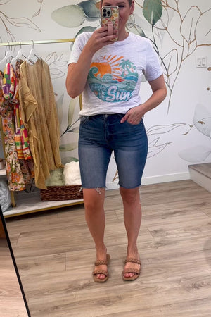 I'm Forever Here High Rise Bike Shorts - Dark Wash, Closet Candy, Rachel Fit Video