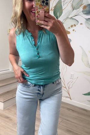 Ocean Eyes Mood Tank Top - Turquoise, Closet Candy, Rachel Fit Video