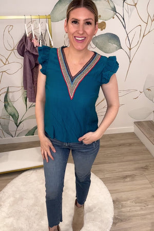 Carmela Embroidered Flutter Top, Closet Candy, Rachel Fit Videos