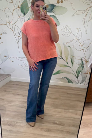 Find A Place I Love Woven Top - Coral, Closet Candy, Rachel Fit Video