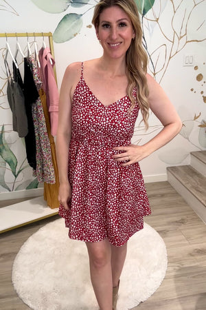 Twirl in Bloom Floral Mini Sundress, Red, Closet Candy, Rachel Fit Video
