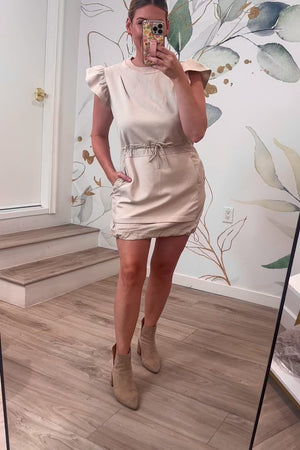 Ruffled in the Right Places Mini Dress - Latte, Closet Candy, Rachel Fit Video