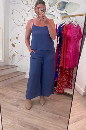 You'll Be Here Woven Cami Set - Dusty Blue, Closet  Candy, Rachel Fit Video