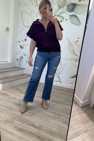 Laidback Luxe Top, Plum, Closet Candy, Rachel Fit Video