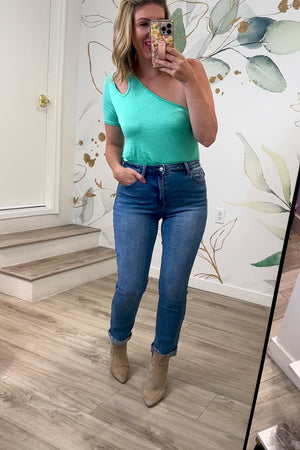 KANCAN Cristina High Rise Slim Straight Jeans - Medium Wash, Closet Candy, Rachel Fit Video