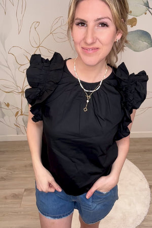Key to My Ruffles Sleeveless Top - Black, Closet Candy, Rachel Fit Video