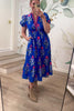 Gotta Be Floral Midi Dress, Blue, Closet Candy, Rachel Fit Video