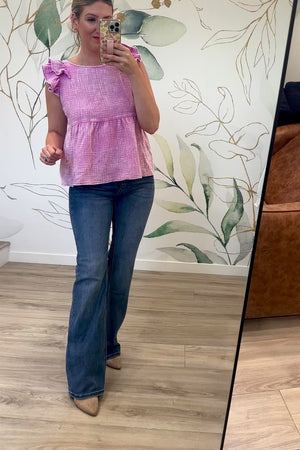 She Moves in Color Ruffle Peplum Top - Mauve, Closet Candy, Rachel Fit Video