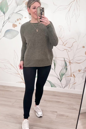 Patch Perfect Sweater - Dark Olive, Closet Candy, Rachel Fit Video