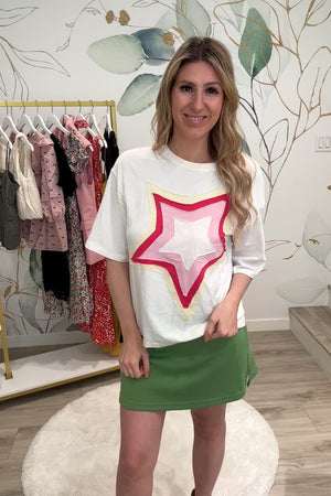 Stellar Chill Oversized Graphic Tee, White, Closet Candy, Rachel Fit Video