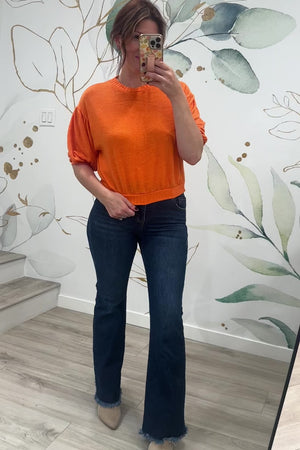 Sunset Boulevard Sweater, Orange, Closet Candy, Rachel Fit Video