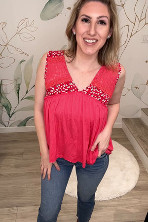 Poppy Bloom Lace Sleeveless Top - Strawberry, Closet Candy, Rachel Fit Video
