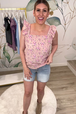 Wildflower Haze Ruffle Top, Pink, Closet Candy, Rachel Fit Video
