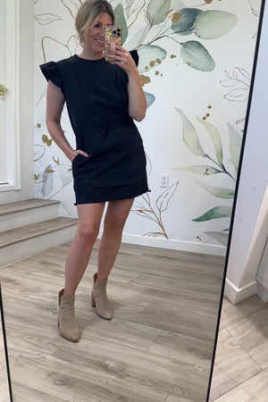 The Dreamy Drawstring Dress, Dark Navy, Closet Candy, Rachel Fit Video