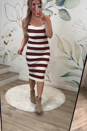 The Daily Scoop Bodycon Midi Dress - Caramel, Closet Candy, Rachel Fit Video