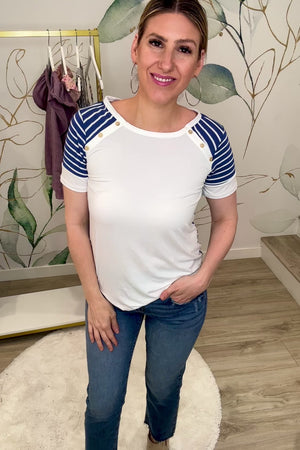 Evelisse Striped Dream Top, Blue, Closet Candy, Rachel Fit Video