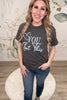 Heart & Hustle Graphic Tee - Charcoal, Closet Candy, Rachel Fit Video