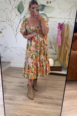 Make It Worth It Smocked Midi Dress - Orange, Closet Candy, Rachel Fit Video