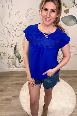 The Delaney Eyelet Top - Royal Blue, Closet Candy, Medium, Rachel Fit Video