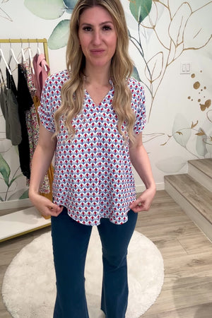 Willow Cove Short Sleeve Blouse - Red, Closet Candy, Rachel Fit Video