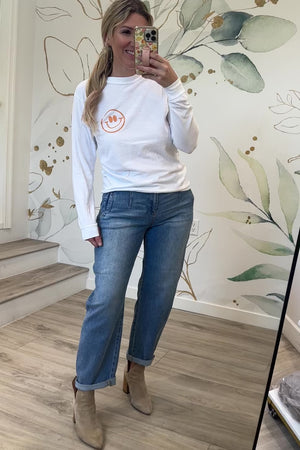 Choose Kindness Graphic Sweatshirt, White, Closet Candy, Rachel Fit Video