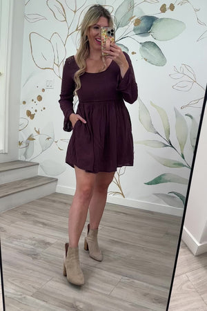 Look My Way Bell Sleeve Mini Dress - Purple, Closet Candy, Rachel Fit Video