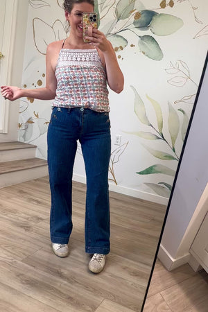 KANCAN Sol High Rise Wide Leg Trousers Jeans - Dark Wash, Closet Candy, Rachel Fit Video