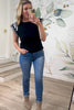 Edge of Flutter Cotton Blouse, Black, Closet Candy, Rachel Fit Video