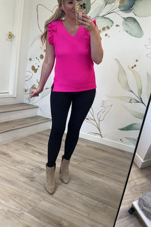 Pretty Reckless Ribbed Blouse, Fuchsia, Closet Candy, Rachel Fit Video