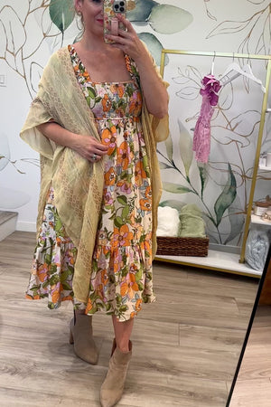 Echoes of Summer Tribal Kimono, Mustard, Closet Candy, Rachel Fit Video
