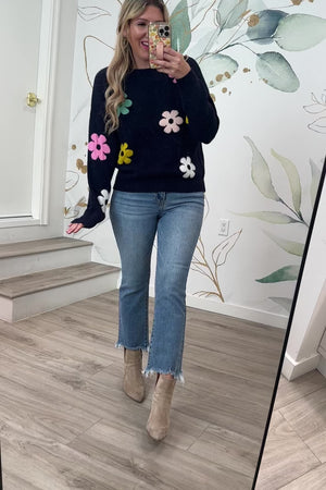 Where the Flowers Bloom Sweater - Navy, Closet Candy, Rachel Fit Video