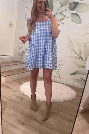 Lavelle Check Mini Sundress - Blue, Closet Candy, Rachel Fit Video