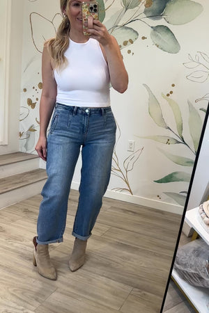 RISEN Good For You Barrel Jeans, Medium Wash, Closet Candy, Rachel Fit Video