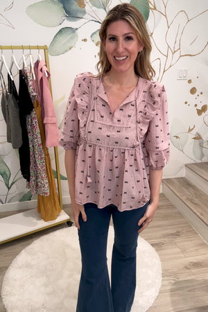 Maribelle Ruffled Peplum Blouse - Blush Pink, Closet Candy, Rachel Fit Video