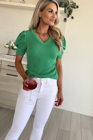 Pop of Color Ribbed Puff Sleeve Top, Closet Candy Ashley Video 