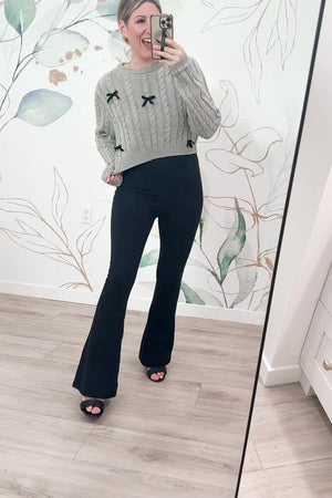 Bow-tiful Bliss Cropped Sweater - Heather Grey, Closet Candy, Rachel Fit Video