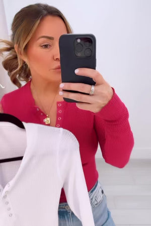 Riri Waffle Knit Henley Top - Closet Candy Chris fit video