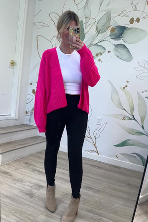 Cozy Pop Cardigan, Hot Pink , Closet Candy, Rachel Fit Video