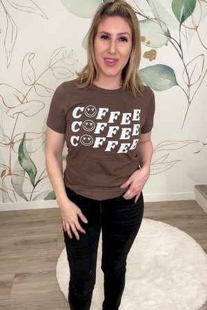 But First, Coffee  Graphic Tee - Heather Brown, Closet Candy, Rachel Fit Video