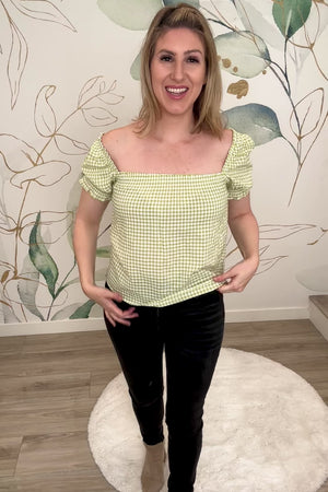 Sweet As Ever Smocked Gingham Top - Green, Closet Candy, Rachel Fit Video