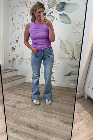 KANCAN Franny Essentials High Rise Wide Flare Jeans - Light Wash, Closet Candy, Rachel Fit Video