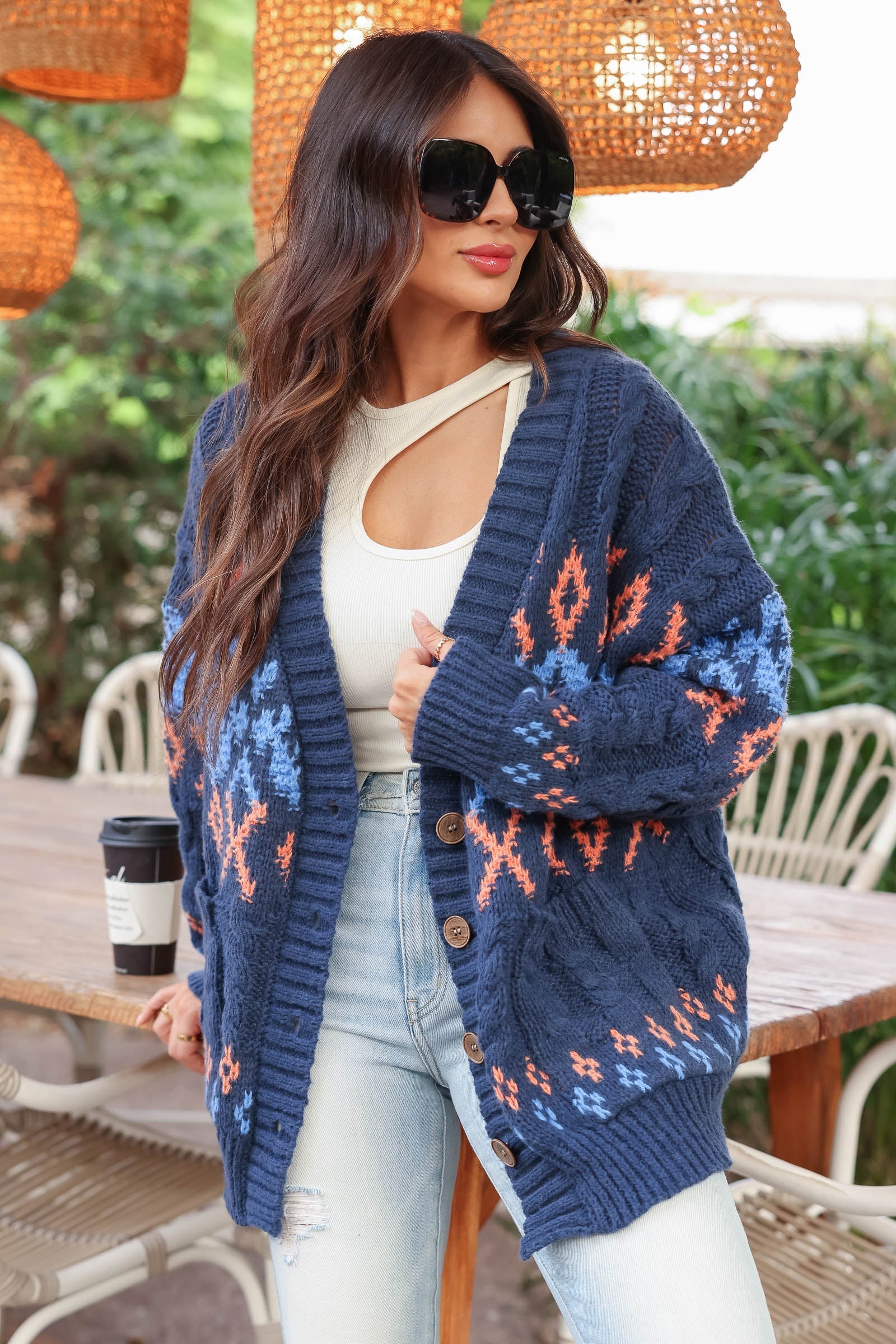 Something More Aztec Cardigan - Navy, Closet Candy, 1