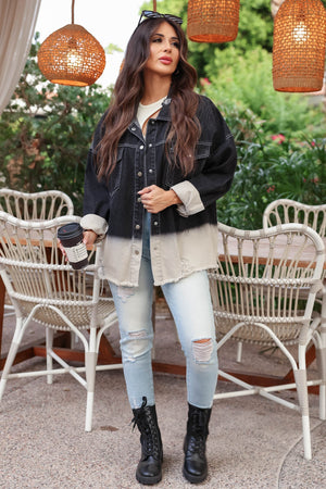 "Rock & Roll" Distressed Denim Jacket - Black, Closet Candy, 5