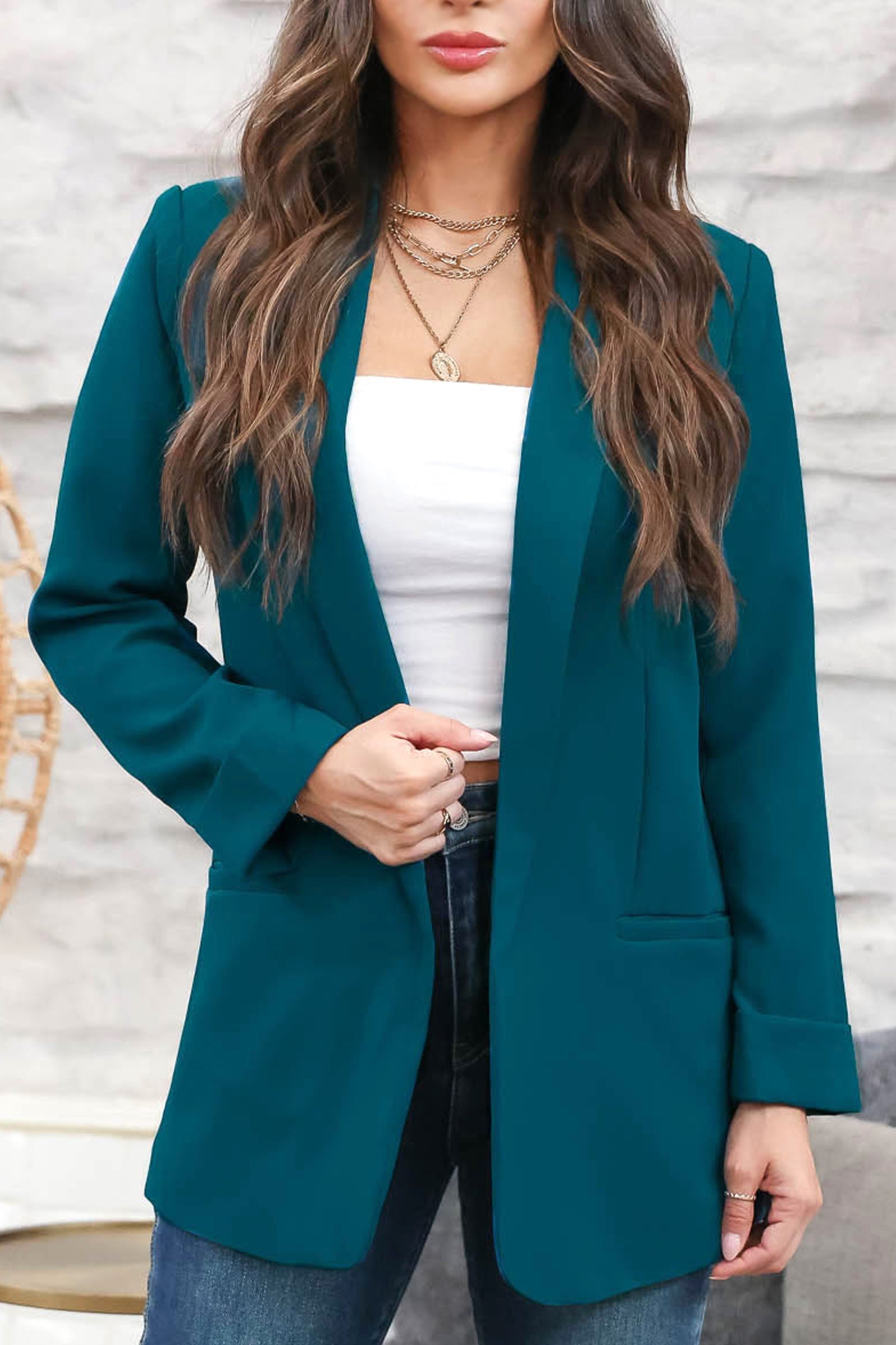 Bold Moves Blazer - Teal, Closet Candy, 1