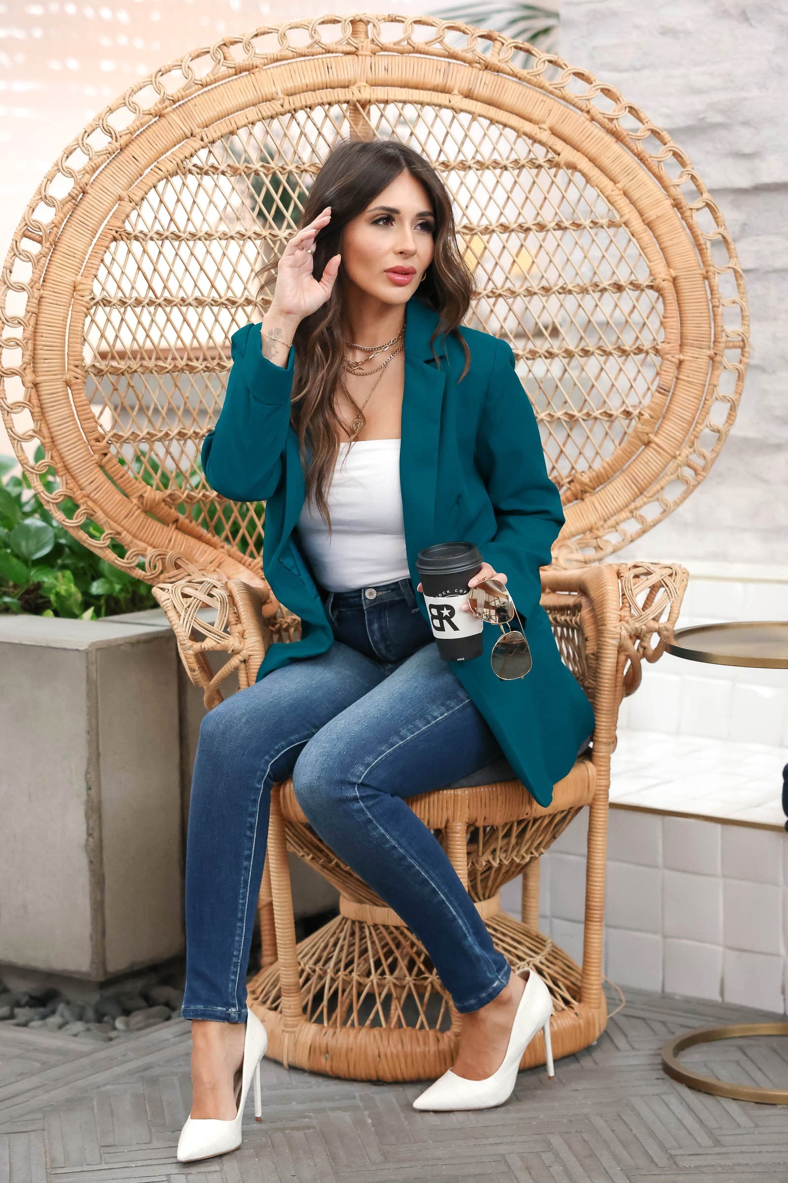 Bold Moves Blazer - Teal, Closet Candy, 1